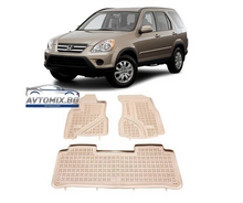 Rubber floor mats for HONDA CR-V II (2002-2006) - beige tray type