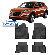 Гумени стелки за Hyundai Tucson от 2015-2020г, Модел No.77 с обтегач на колана зад шофьорската седалка