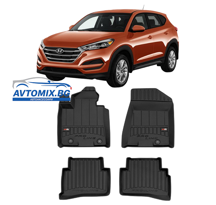 Гумени стелки за Hyundai Tucson от 2015-2020г, ProLine 3D с обтегач на колана зад шофьорската седалка