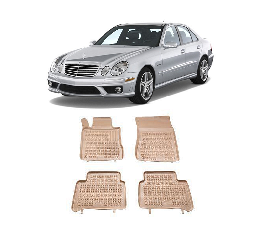 Covorașe de cauciuc pentru MERCEDES E-Class W211 / CLS C219 (2002-2010) - tip tăviță bej