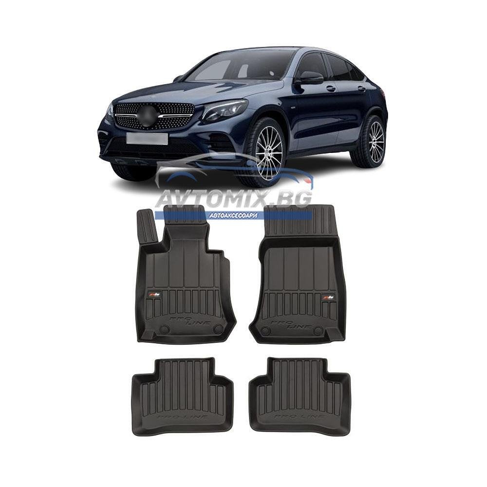 Rubber floor mats for Mercedes GLC Coupe C253 2016-2023, ProLine 3D