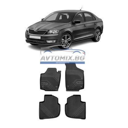 Rubber floor mats for Skoda Rapid 2012-2022, Model No. 77