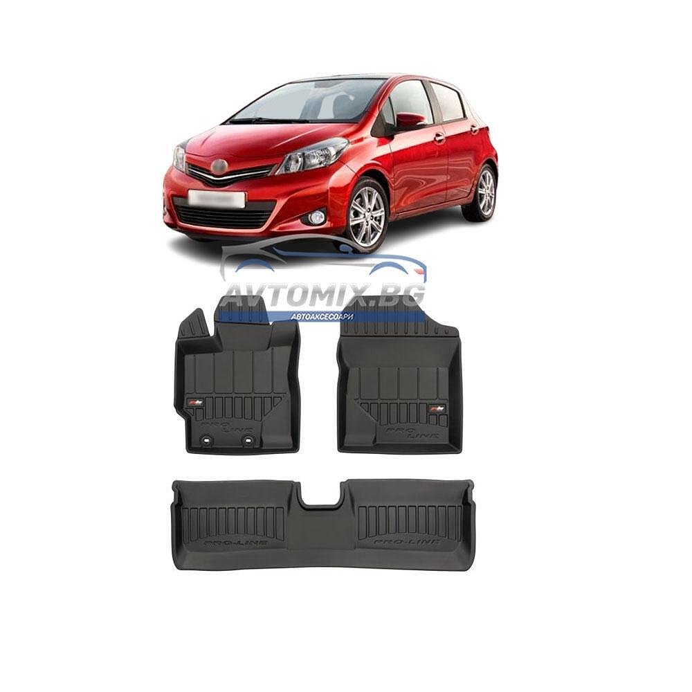 Гумени стелки зa Toyota Yaris 2011-2020 г., ProLine 3D