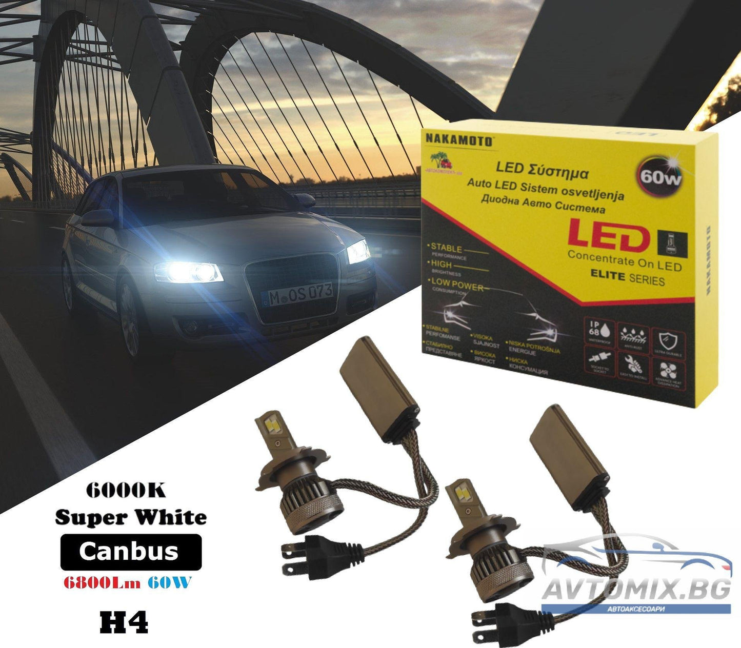 Led крушки Nakatomi H4  65W