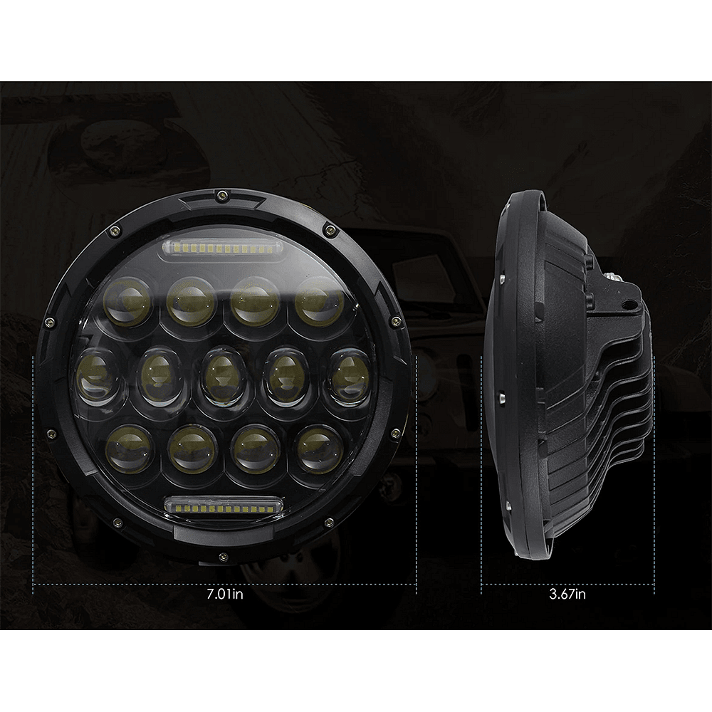 LED фар 7" за вграждане на джип, 12V