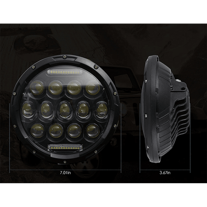 LED фар 7" за вграждане на джип, 12V