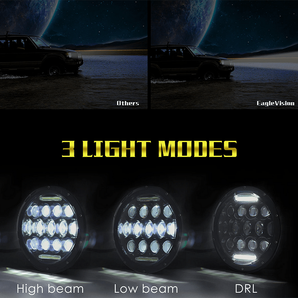 LED фар 7" за вграждане на джип, 12V