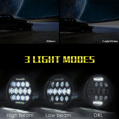 LED фар 7" за вграждане на джип, 12V