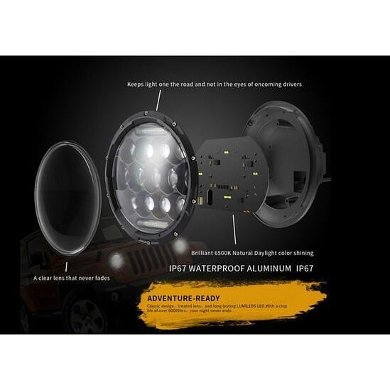 Halogen spotlights for SUV, 75W, 18 cm