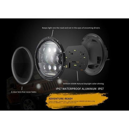 Halogen spotlights for SUV, 75W, 18 cm