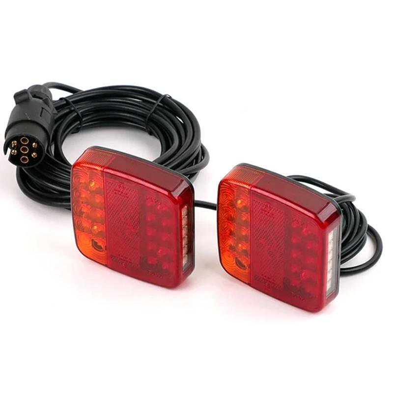 Комплект LED магнитни 16 задни светлини за ремарке, 12V, 5 функции, с кабел 7,5 м, 7 пинов, лампа за регистрационен номер, водоустойчиви
