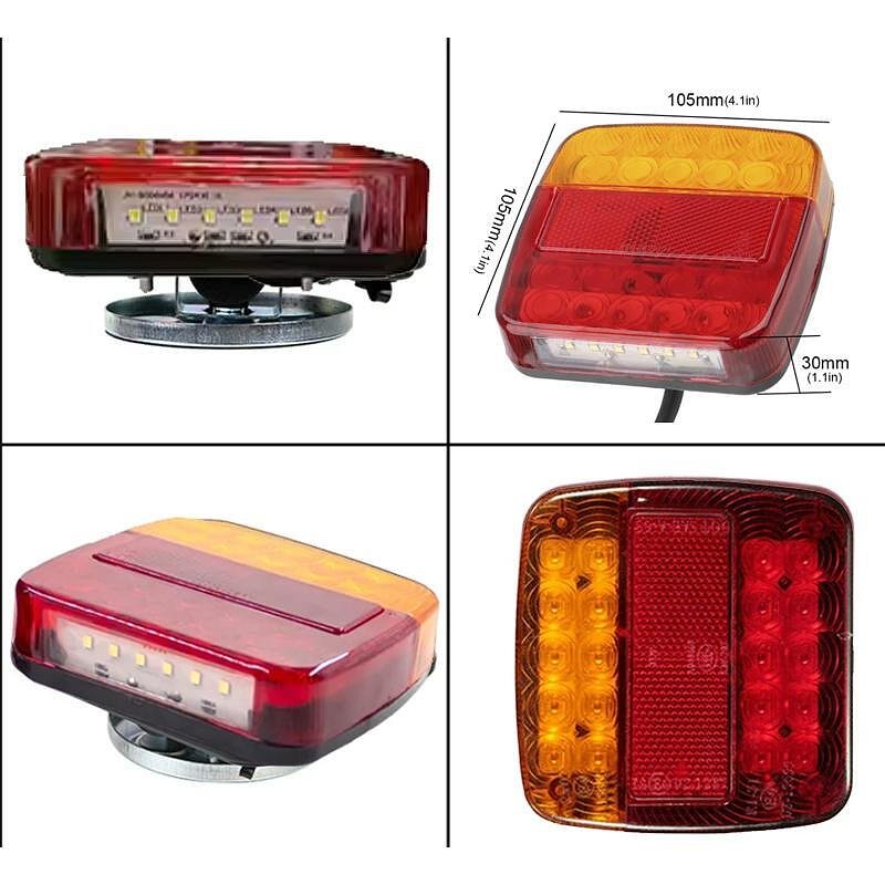 Комплект LED магнитни 16 задни светлини за ремарке, 12V, 5 функции, с кабел 7,5 м, 7 пинов, лампа за регистрационен номер, водоустойчиви