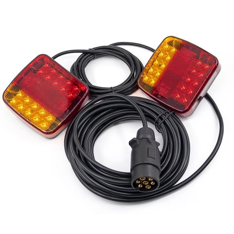 Комплект LED магнитни 16 задни светлини за ремарке, 12V, 5 функции, с кабел 7,5 м, 7 пинов, лампа за регистрационен номер, водоустойчиви