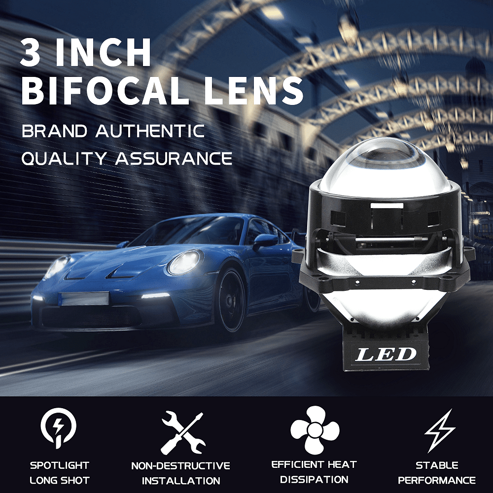 Bi-LED лупи за вграждане във фарове 3 инча, 120W 8000lm, 12V, +500% Яркост,2 броя