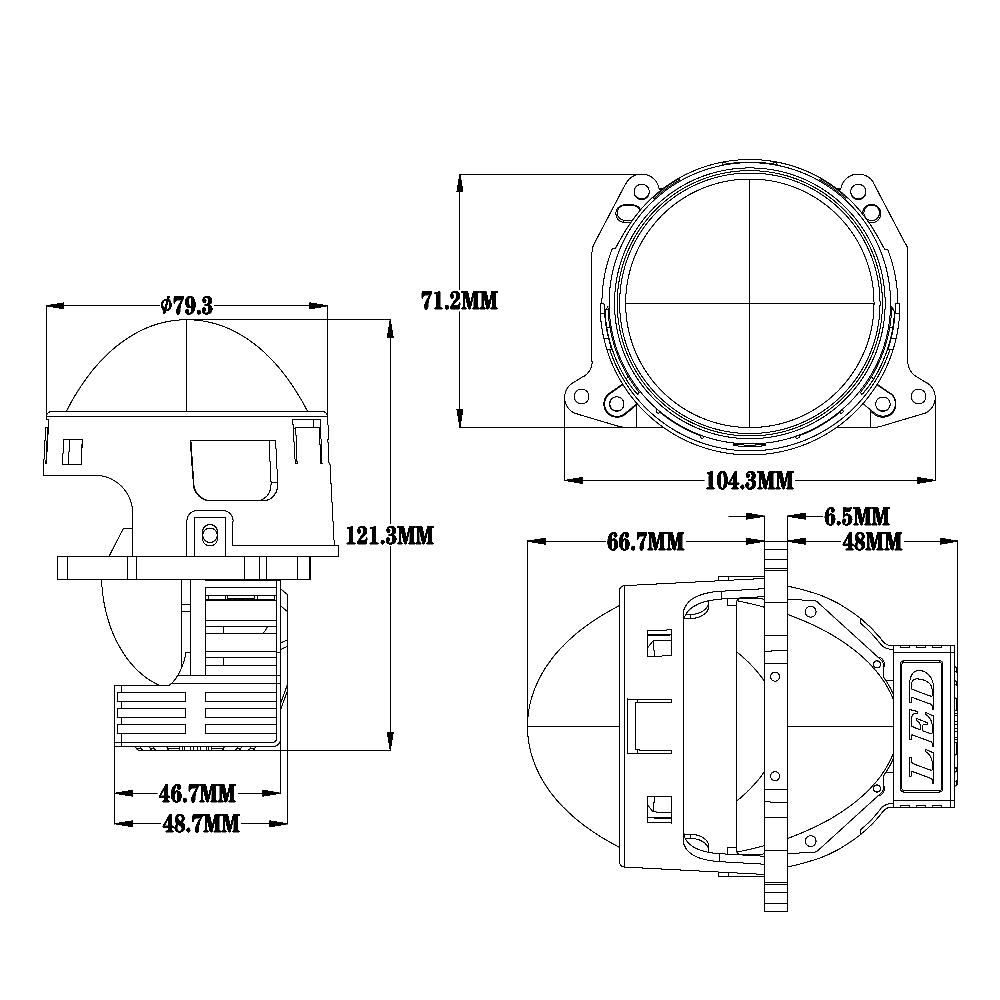 Bi-LED лупи за вграждане във фарове 3 инча, 120W 8000lm, 12V, +500% Яркост,2 броя