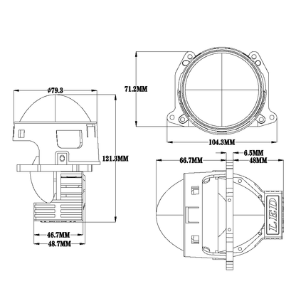 Bi-LED лупи за вграждане във фарове 3 инча, 120W 8000lm, 12V, +500% Яркост,2 броя