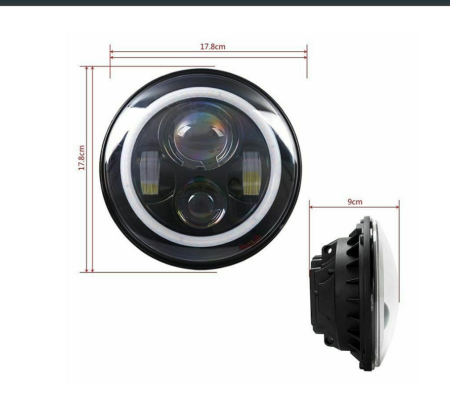 Кръгли LED фарове 7" 70W H4 букса, къси, дълги, дневни и мигач