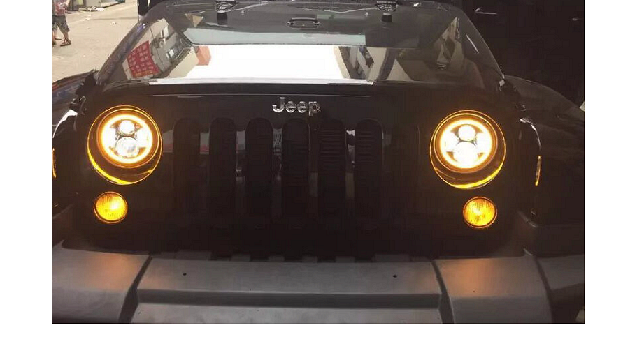 Кръгли LED фарове 7" 70W H4 букса, къси, дълги, дневни и мигач