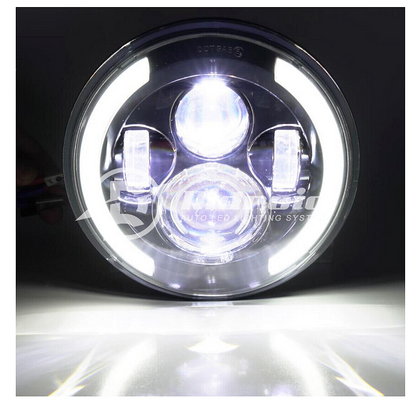 Комплект Кръгли LED фарове 7" 70W H4 букса, къси, дълги, дневни и мигач