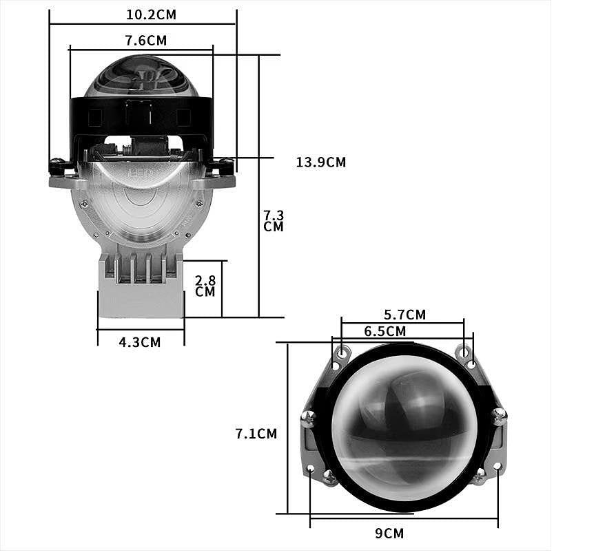 Bi-LED лупи за вграждане 3 инча, 120W 7500lm, 12V +300% Яркост, 2бр