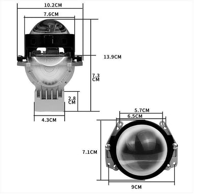 Bi-LED лупи за вграждане 3 инча, 120W 7500lm, 12V +300% Яркост, 2бр