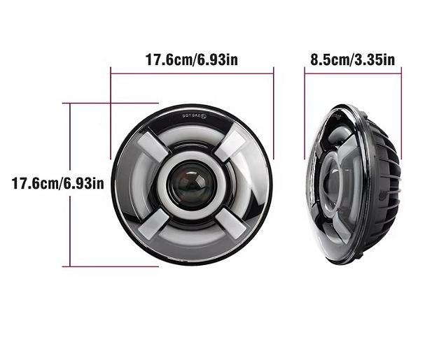 Комплект LED фарове 7" инча 18см 12V-24V къси/дълги с DRL дневни светлини мигач бяло-жълто 4800lm за АТВ джип мотоциклет камион трактор и др.