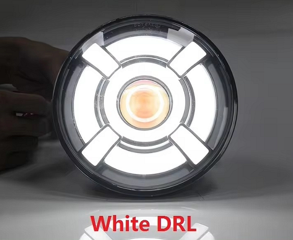 Комплект LED фарове 7" инча 18см 12V-24V къси/дълги с DRL дневни светлини мигач бяло-жълто 4800lm за АТВ джип мотоциклет камион трактор и др.