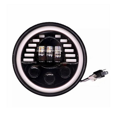 Комплект отLED фарове 7" инча 18см 12V-24V къси/дълги с DRL дневни светлини мигач бяло-жълто 7000lm за АТВ джип мотоциклет камион трактор и др.