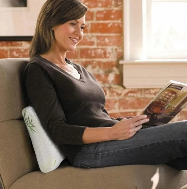 Set of 2 Orthopedic Anatomical Memory Foam Pillows with Bamboo Fibers for Lumbar and Sitting Support