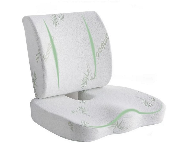 Set of 2 Orthopedic Anatomical Memory Foam Pillows with Bamboo Fibers for Lumbar and Sitting Support