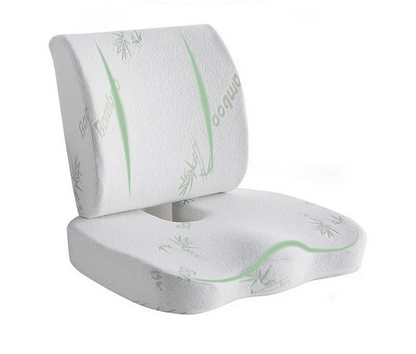 Set of 2 Orthopedic Anatomical Memory Foam Pillows with Bamboo Fibers for Lumbar and Sitting Support