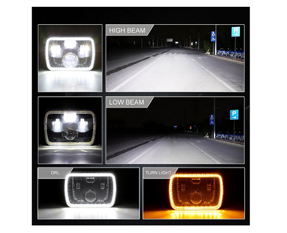 Комплект Правоъгълни LED фарове 5x7" H4 букса, 4 светлини