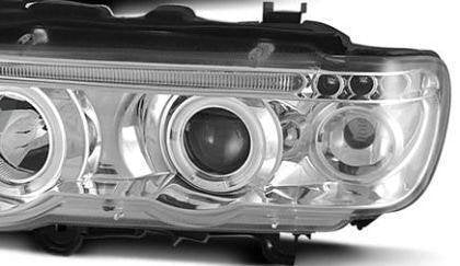 Crystal Headlights Angel Eyes BMW X5 (99-03) - Chrome