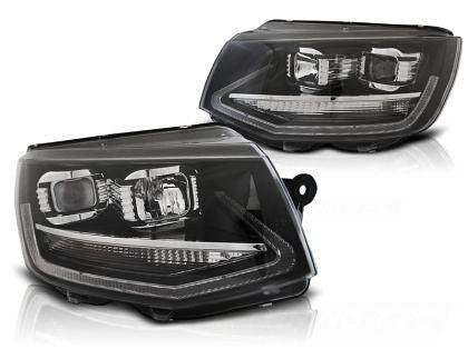Crystal Headlights VW TRANSPORTER T6 (2015-2019) - black with DRL
