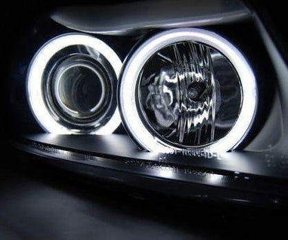 Кристални фарове за BMW E90  (2005-2008)  с CCFL angel eyes - черни