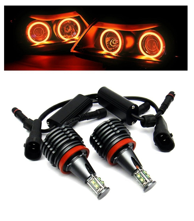 LED Angel Eyes H8 40W за BMW – CANBUS, жълта / оранжева светлина