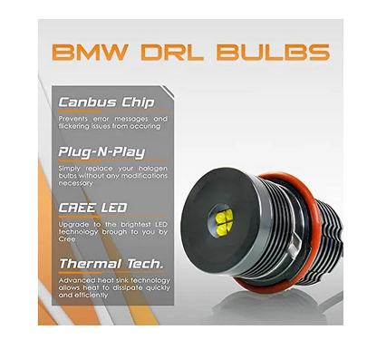 LED Angel Eyes крушки за BMW – CANBUS, жълта / оранжева светлина, Plug & Play