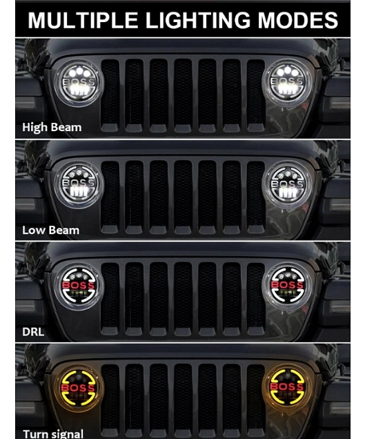 Far LED 7" inch 18cm 12V-24V 6500lm pentru ATV, jeep, motocicletă, camion, tractor etc.