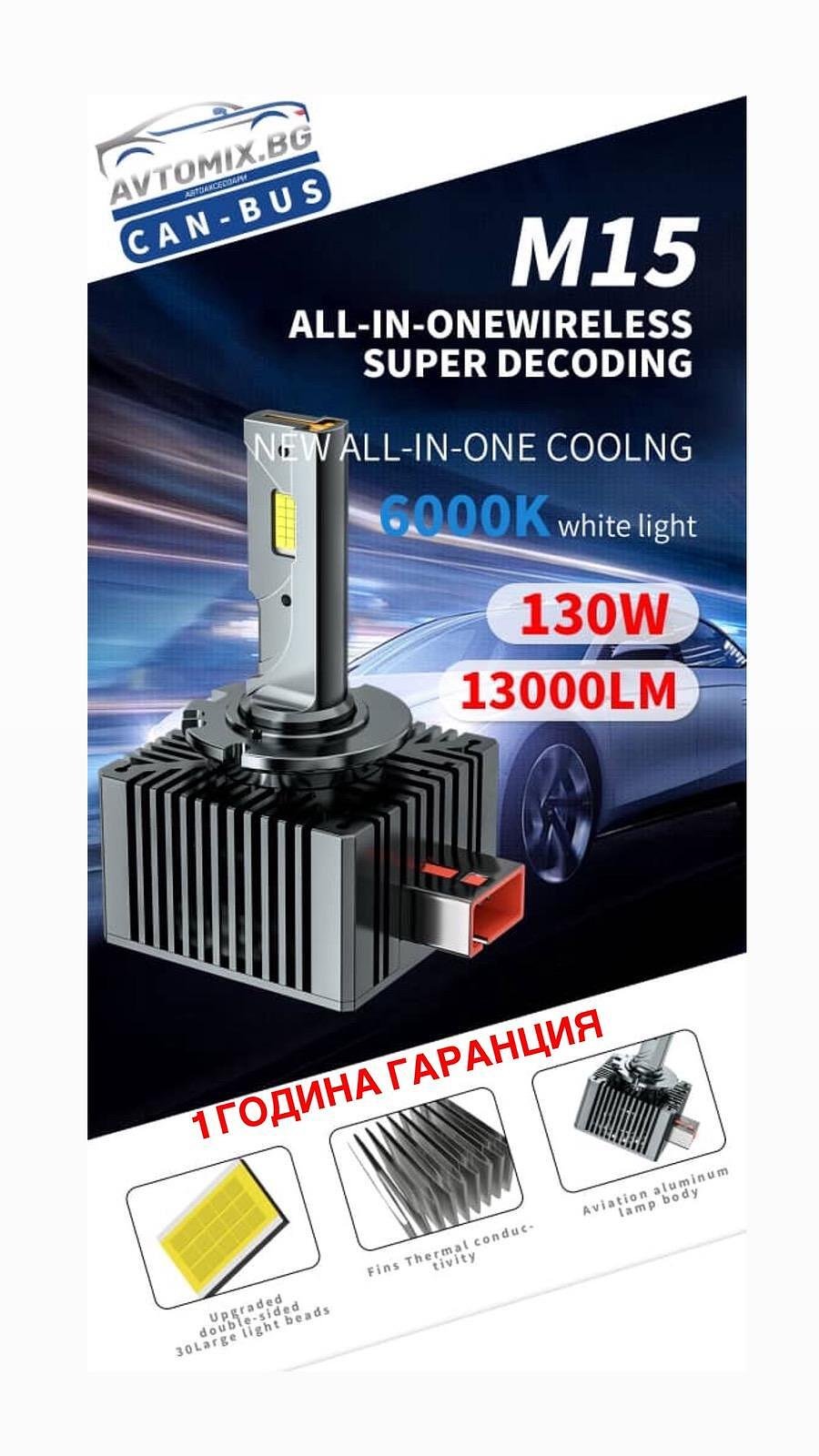 LED Крушки D1S 130W 13000LM canbus