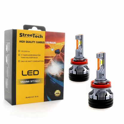 Led крушки H11 / H8 / H9 Streetech модел STN1 за фарове 65W - Canbus 6000K - 1700% повече светлина