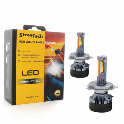 Led крушки H4 Streetech модел STN1 за фарове 65W - Canbus 6000K - 1700% повече светлина