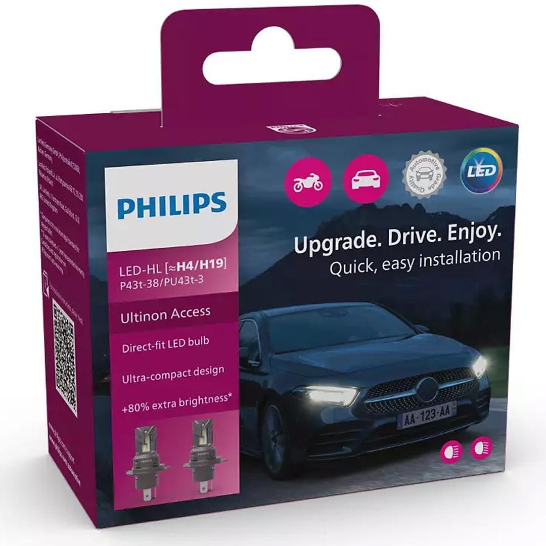 LED Bulbs Front Headlights Car H4, Philips Ultinon Access 2500, 12V 20W