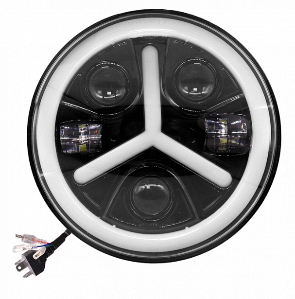 Far LED 7" țoli 18cm 12V-24V fază scurtă/lungă cu DRL lumini de zi semnalizare alb-galben 7000lm pentru ATV jeep motocicletă camion tractor etc.