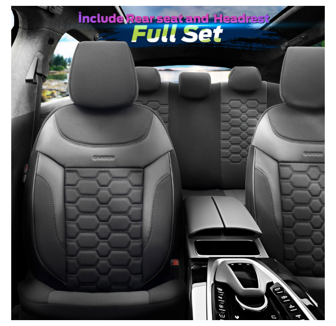 Luxury upholstery OTOM textile with eco leather CARBON Design – Black with grey stitching