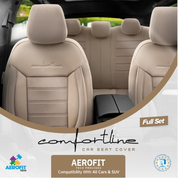 Luxury upholstery OTOM textile with eco leather COMFORT LINE Design – Beige with beige stitching