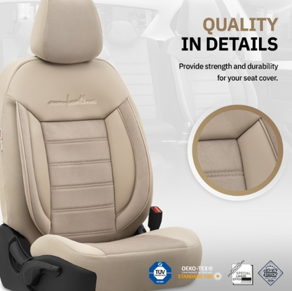 Luxury upholstery OTOM textile with eco leather COMFORT LINE Design – Beige with beige stitching