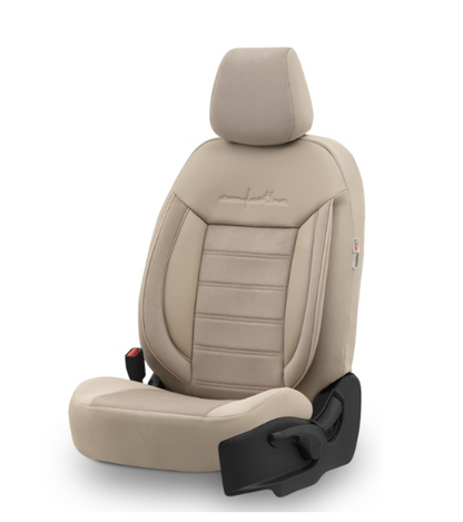 Luxury upholstery OTOM textile with eco leather COMFORT LINE Design – Beige with beige stitching