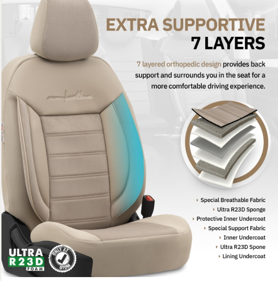 Luxury upholstery OTOM textile with eco leather COMFORT LINE Design – Beige with beige stitching