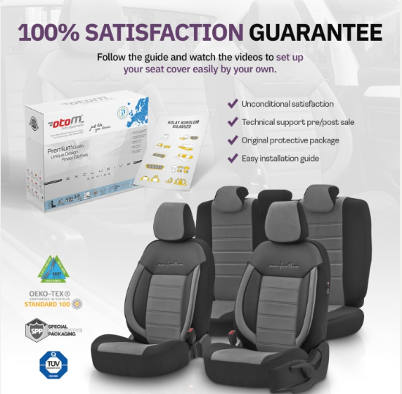Luxury OTOM textile upholstery with eco-leather COMFORT LINE Design – Grey-Black with grey stitching