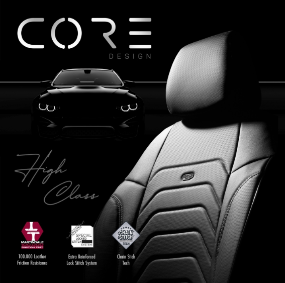 Луксозна тапицерия OTOM текстил с еко кожа CORE Design – Черна със сив шев